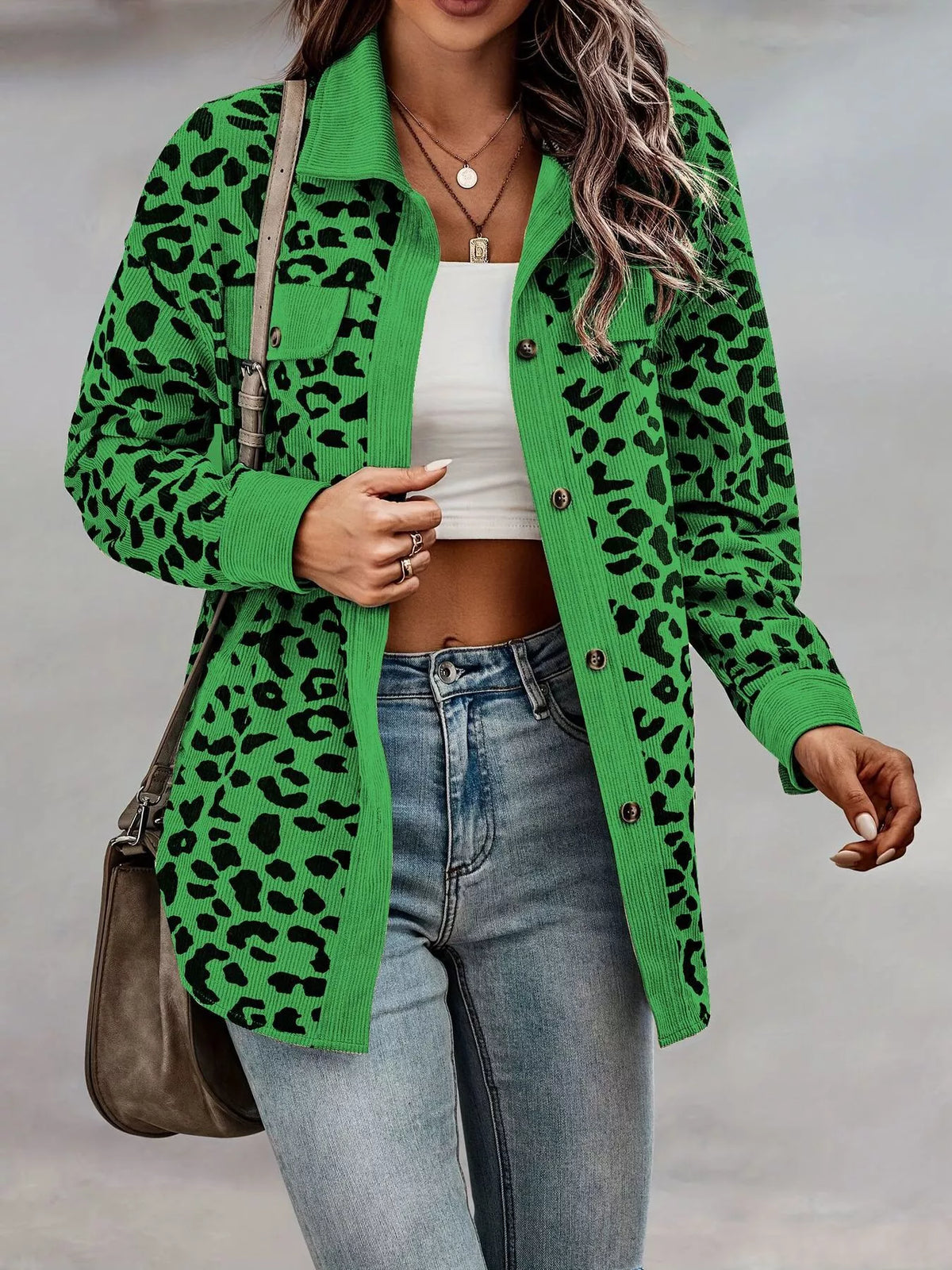 Plus Size Leopard Print Jacket leopard print design