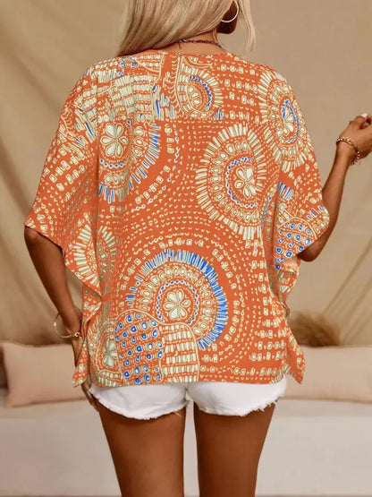 Printed V-Neck Half Sleeve Top printed design