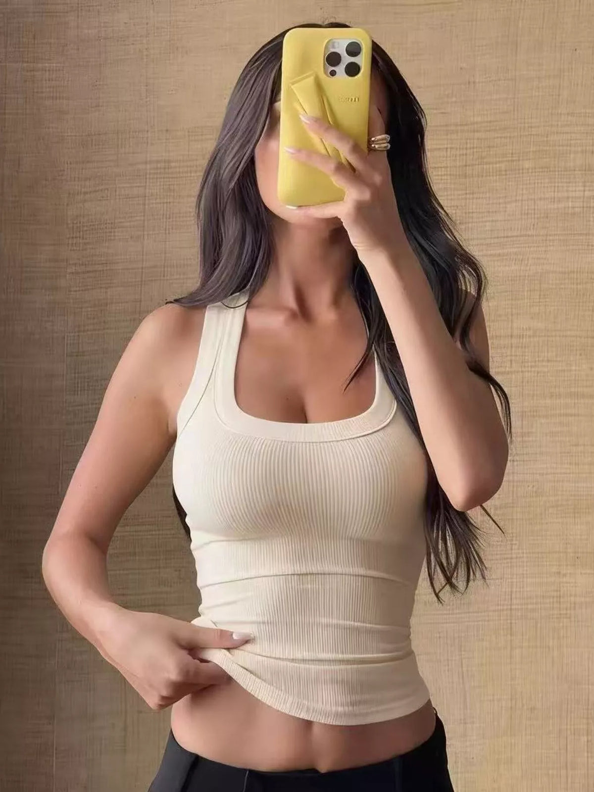 Ribbed Knit Slim Fit Tank Top slim fit design