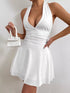 Black backless halter neck mini dress