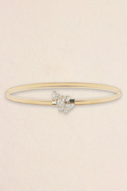Rhinestone Butterfly Belt featuring a sparkling butterfly design on a gold band, perfect fashion accessory.