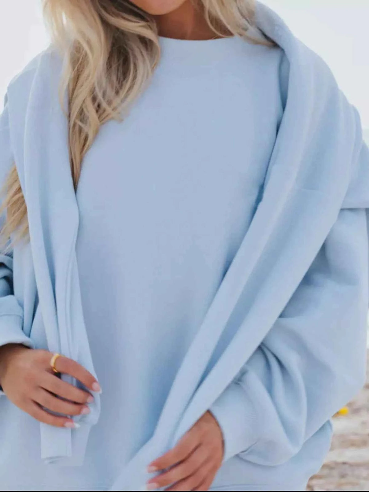Stay Cozy and Stylish with Our Relaxed Fit Sweatshirt and Shorts Set