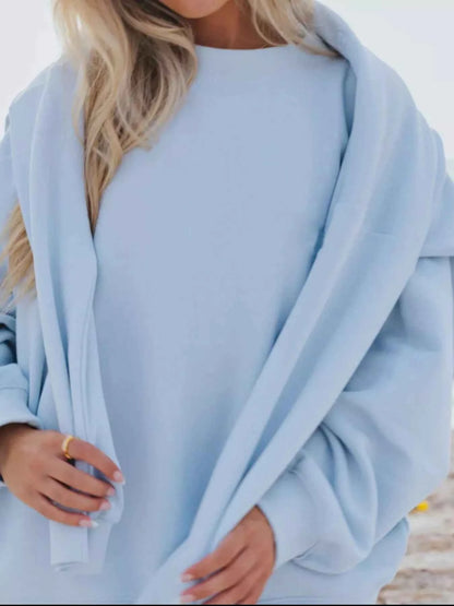 Stay Cozy and Stylish with Our Relaxed Fit Sweatshirt and Shorts Set