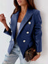 Lapel Collar Leather Blazer double-breasted design