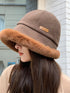Fuzzy Trim Bucket Hat fuzzy trim