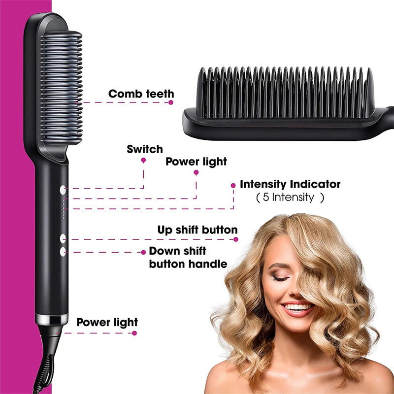 2-in-1 hair straightener and curling comb for versatile hairstyles
