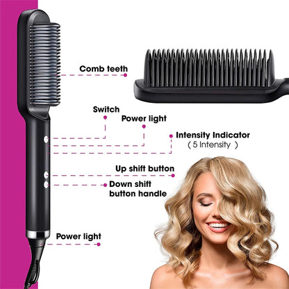 2-in-1 hair straightener and curling comb for versatile hairstyles
