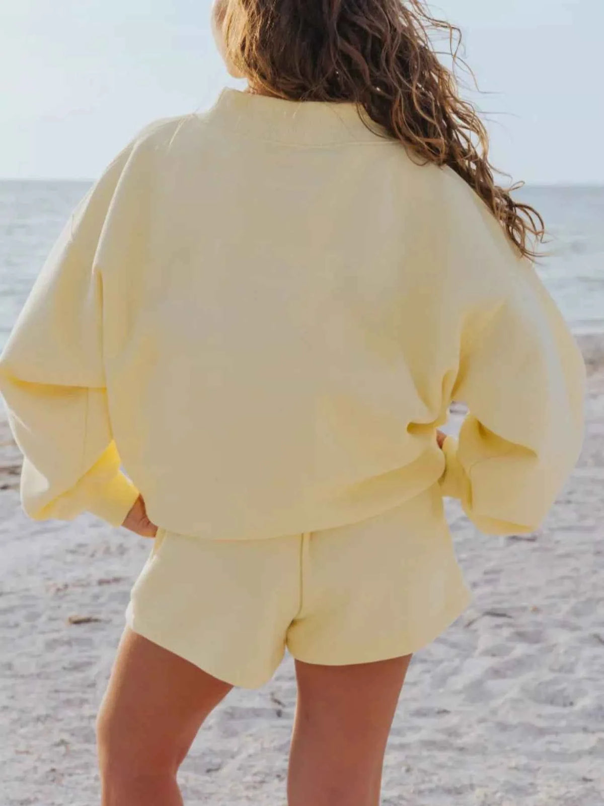 Stay Cozy and Stylish with Our Relaxed Fit Sweatshirt and Shorts Set