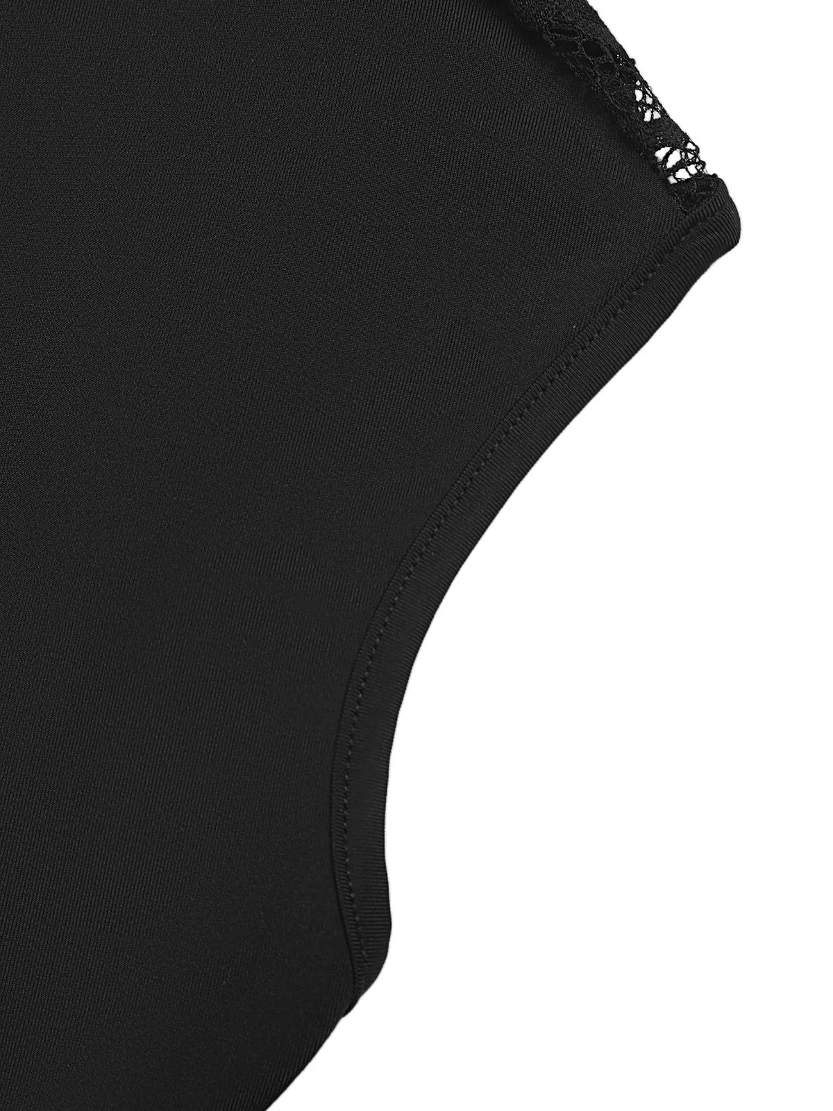black lace detail cap-sleeve t-shirt