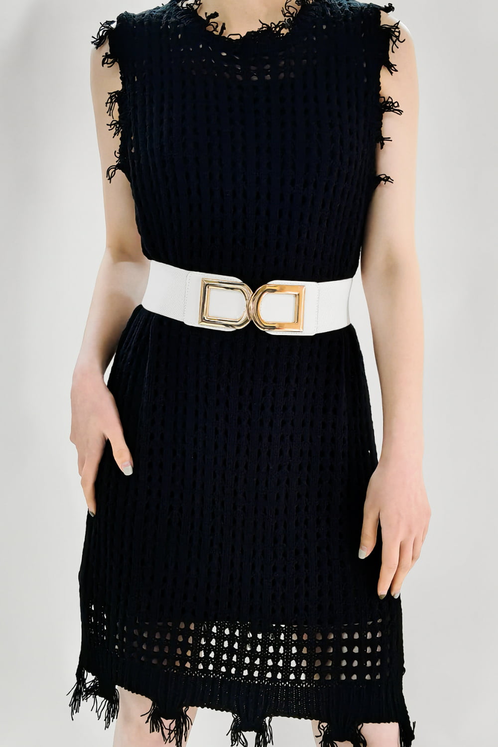 Double D Buckle PU Belt double buckle detail