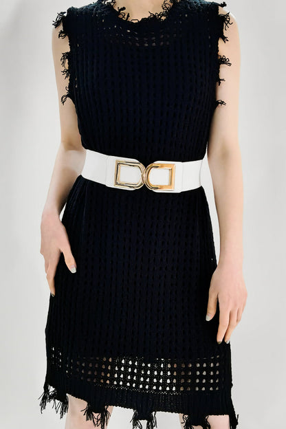 Double D Buckle PU Belt double buckle detail