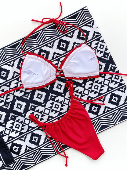 Frill Halter Neck Bikini Set – Women&