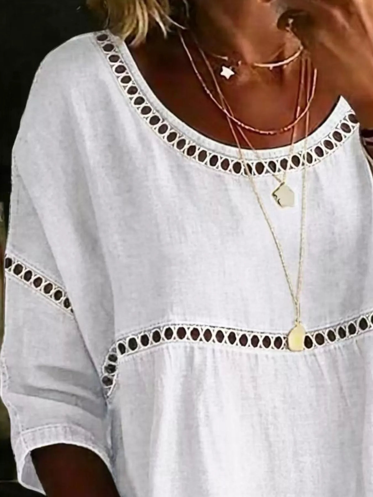 Plus Size Hollow Out Top hollow-out design
