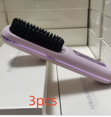 Wireless hair straightener brush for smooth hair