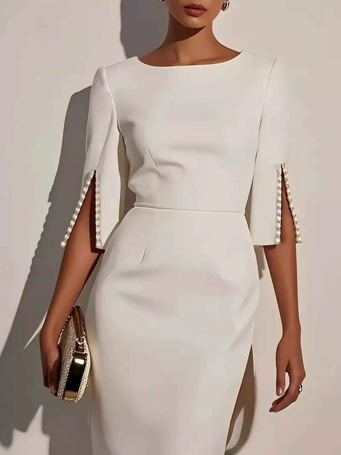 Transform Your Style with Our Elegant Midi Dress with Slit Sleeves
