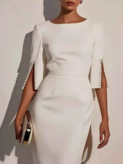 Transform Your Style with Our Elegant Midi Dress with Slit Sleeves