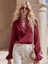 V Neck Linen Blouse ruffle detail