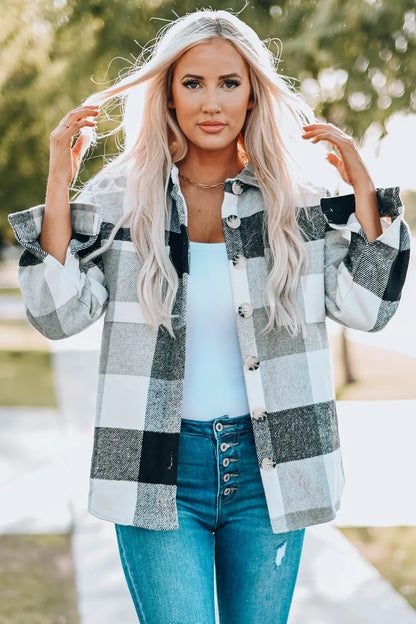 Stylish Plaid Button Up Jacket casual style