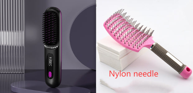 Wireless hair straightener brush for smooth hair