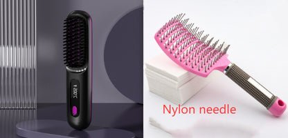 Wireless hair straightener brush for smooth hair