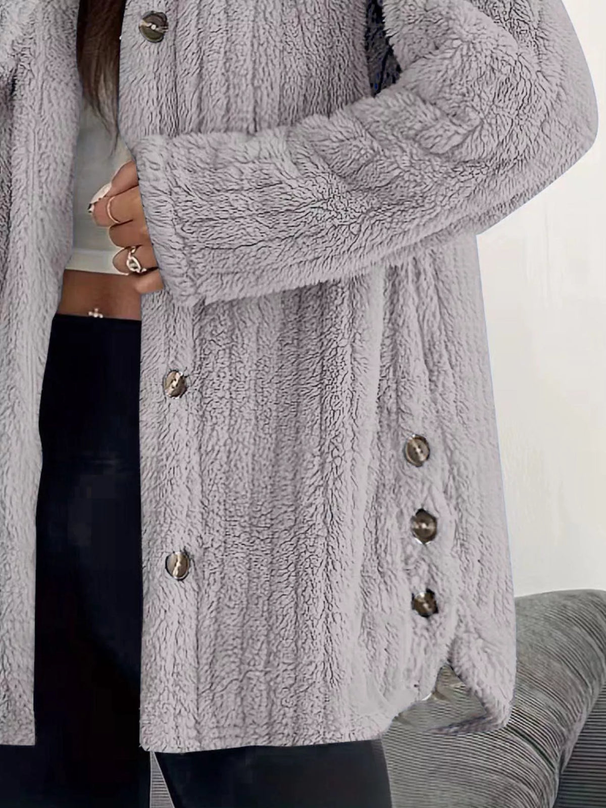 Plus Size Fleece Hooded Jacket women&