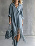 Fringe Hem Zip-Up Shirt Dress women&