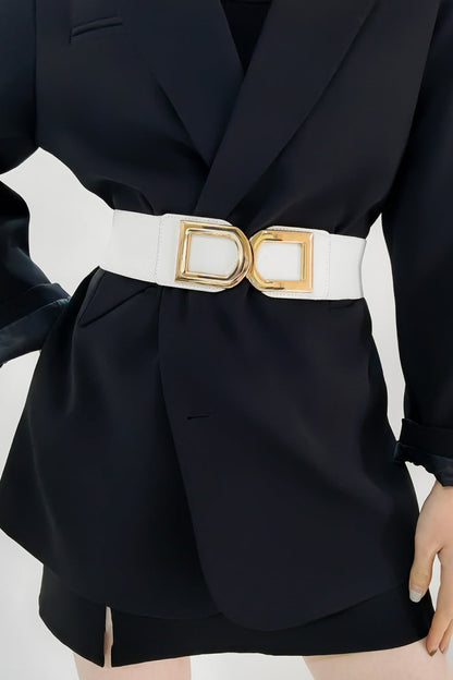 Double D Buckle PU Belt double buckle detail