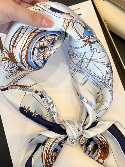 Nautical Print Silk Scarf silk fabric