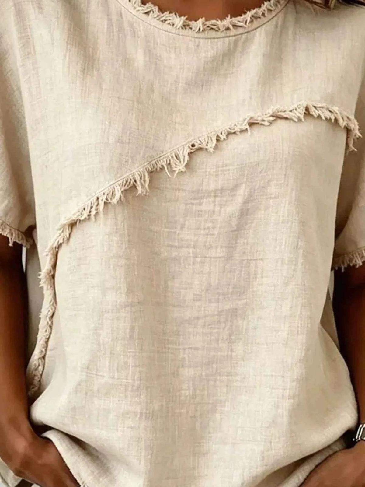 Upgrade Your Look with Our Plus Size Frayed Hem Top for Effortless Chic