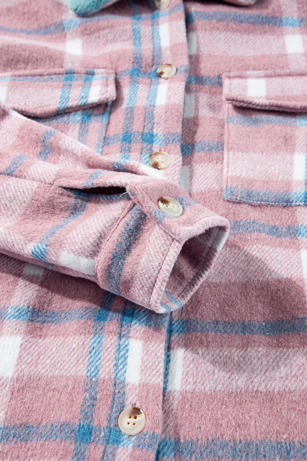 Stylish Plaid Shacket with Pockets plaid pattern