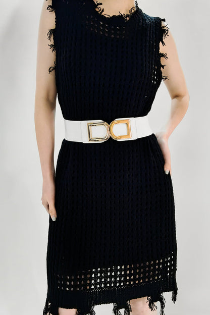 Double D Buckle PU Belt double buckle detail