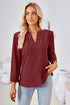 V-Neck Roll-Tap Sleeve Blouse casual outfit