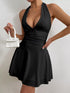 Black backless halter neck mini dress