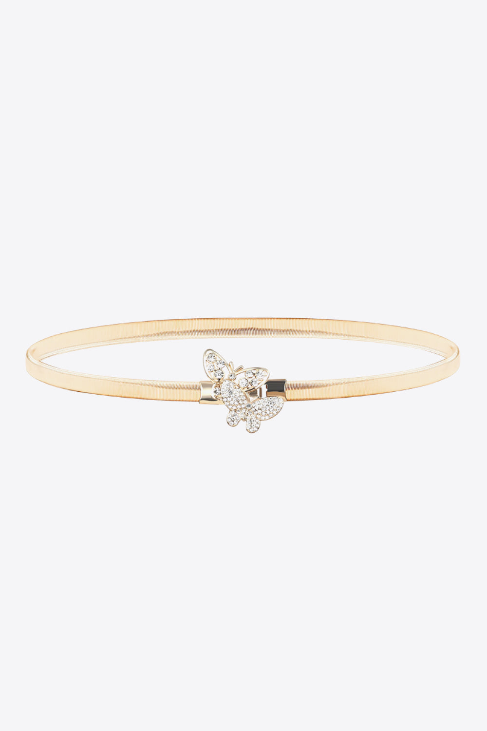 Rhinestone Butterfly Belt featuring a sparkling butterfly design on a gold band, perfect fashion accessory.