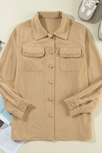 Long Sleeve Frill Shacket women&