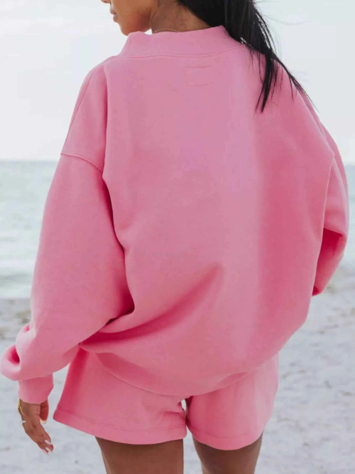 Stay Cozy and Stylish with Our Relaxed Fit Sweatshirt and Shorts Set