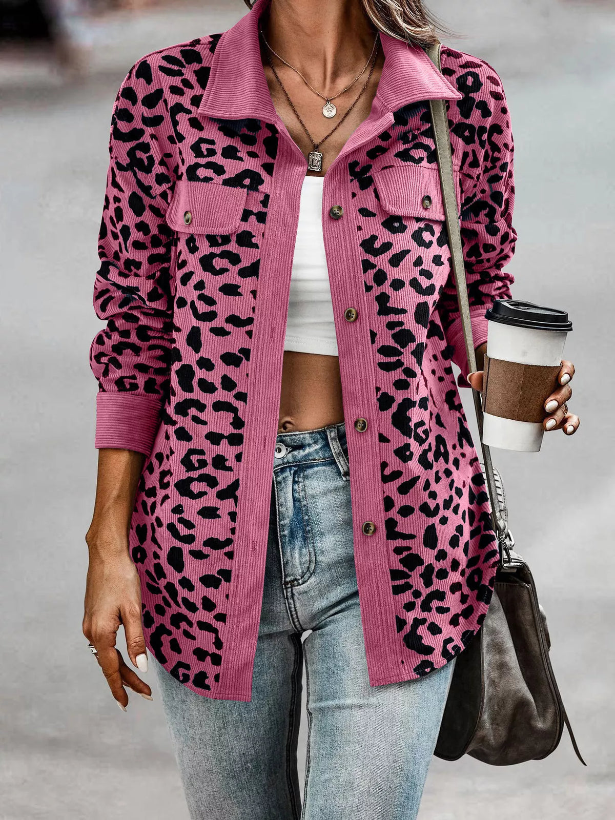 Plus Size Leopard Print Jacket leopard print design