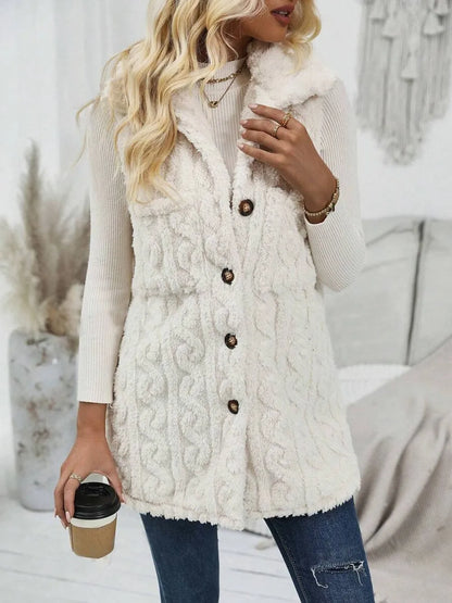 Fuzzy Button Up Vest Coat cozy style