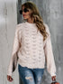 Openwork Mock Neck Long Sleeve Sweater openwork design