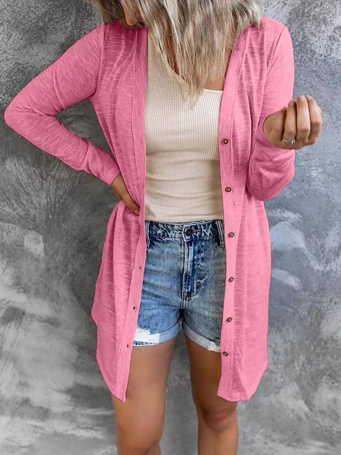 Lightweight Button-Down Cardigan women&