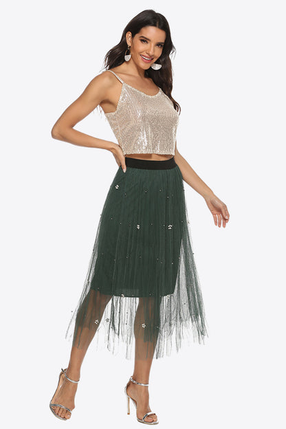 Sequin Cropped Cami V-neck design