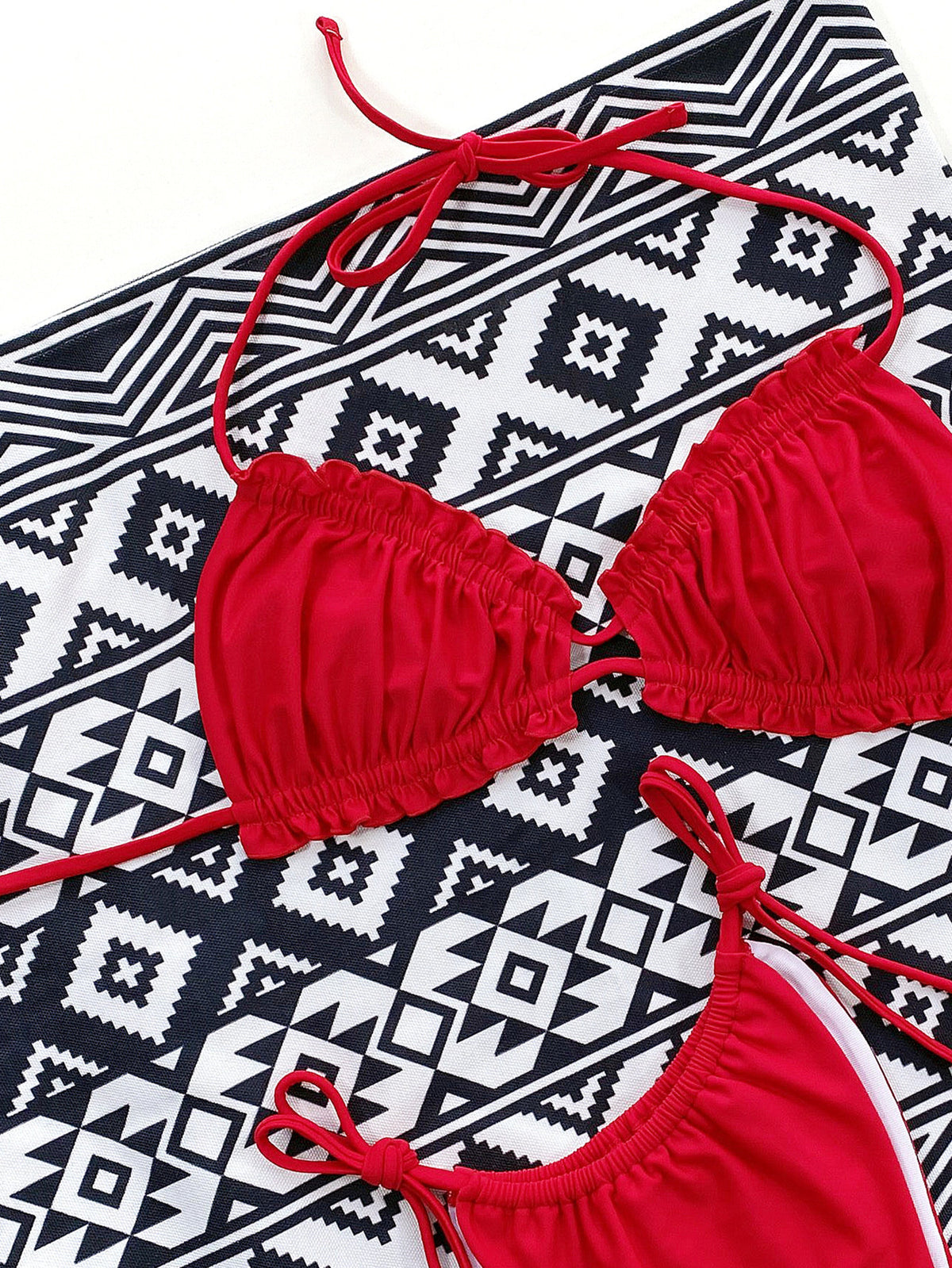Frill Halter Neck Bikini Set – Women&