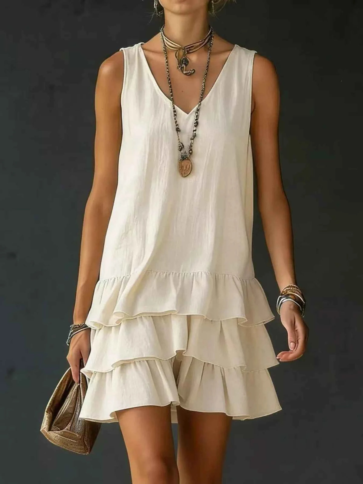 Elevate Your Wardrobe with Our Plus Size Ruffled Hem V-Neck Dress