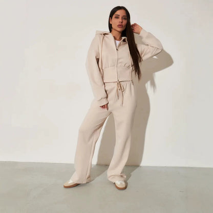 Coat and Wide-Leg Pants Set women&