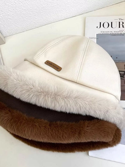 Fuzzy Trim Bucket Hat fuzzy trim