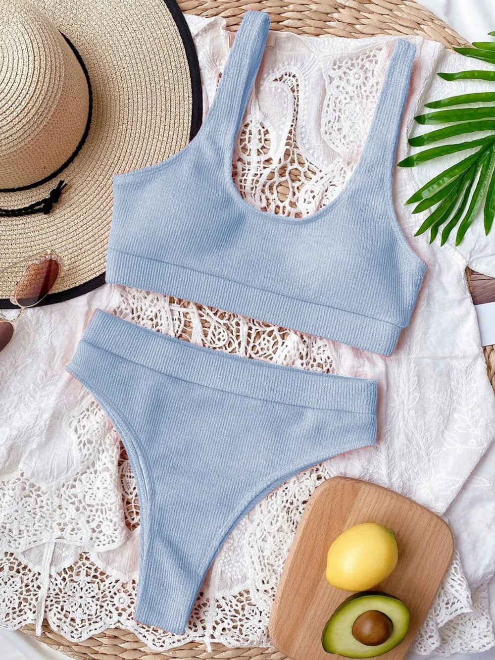 Scoop Neck Wide Strap Swim Set – Women&