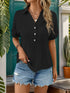 Perfee Johnny Collar Half Sleeve Blouse half sleeve detail