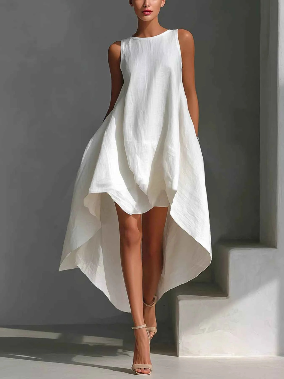 Effortlessly Chic Asymmetrical Sleeveless Dress for Any Occasion