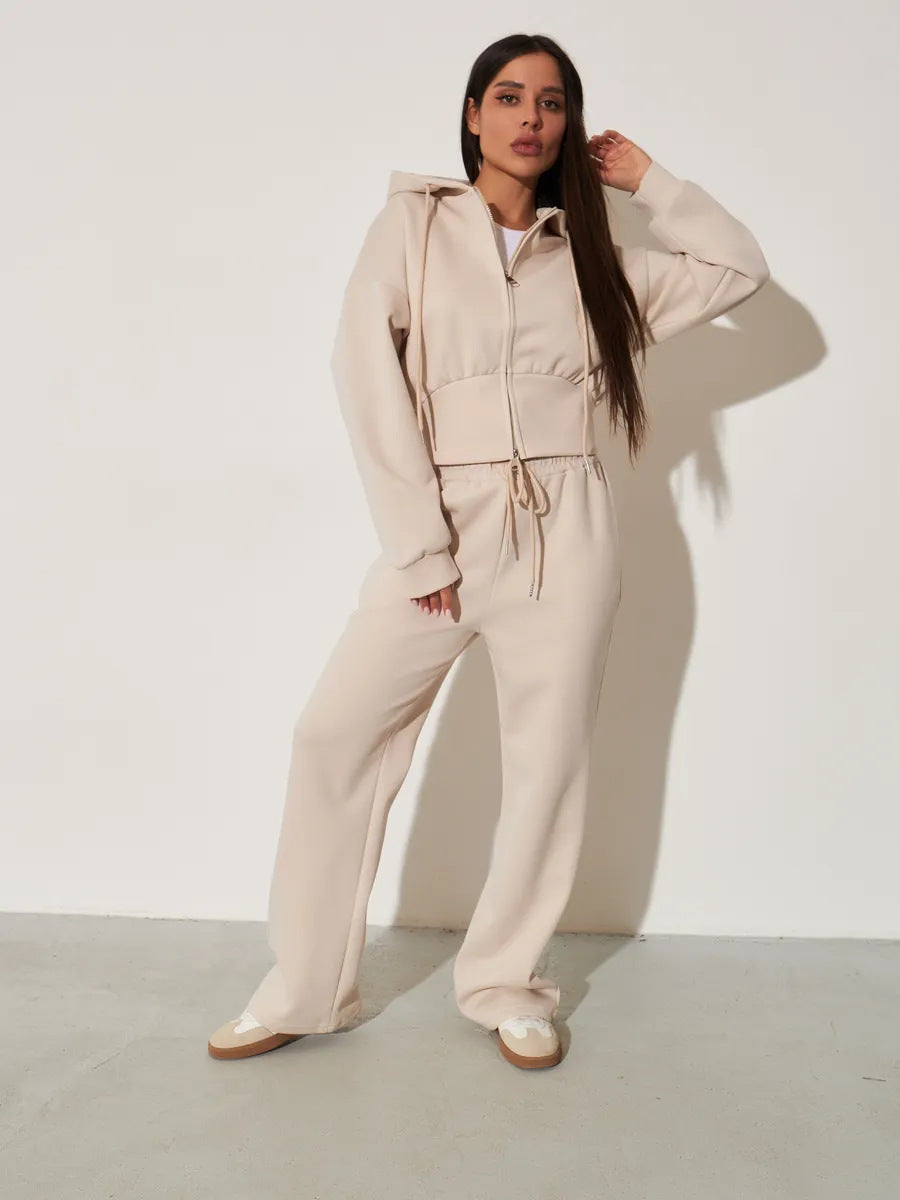 Coat and Wide-Leg Pants Set women&