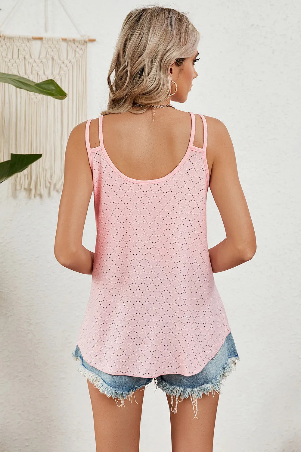 Eyelet V-Neck Spaghetti Strap Cami spaghetti straps